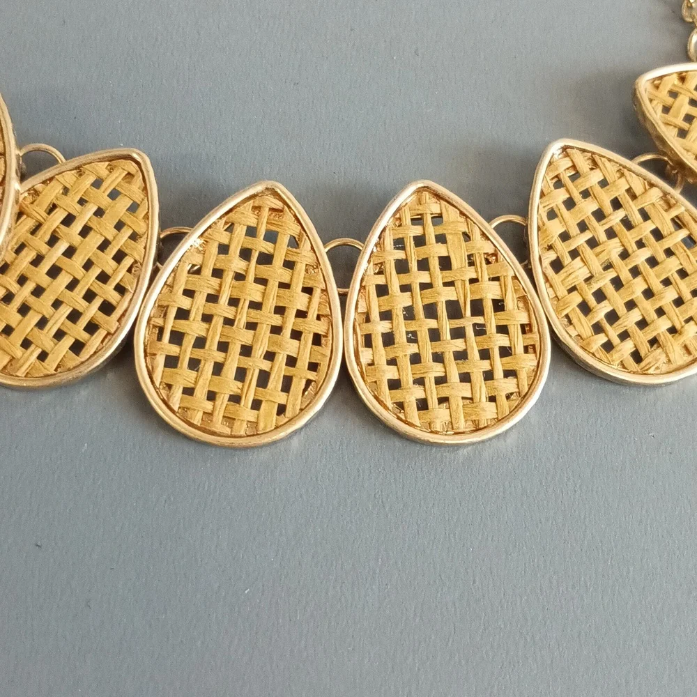 Costume Jewelry Gold Woven Necklace and Earring Set